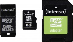 Micro SD Card 16GB Class 10 inkl. SD + USB Adapter Set