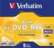 Verbatim Speichermedien DVD+RW 1,46GB 4X 8CM 5er JC Promopack(5Pezzo)